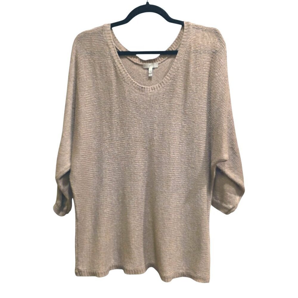 Joie Womens Taupe Beige Knit Linen Sweater Top M